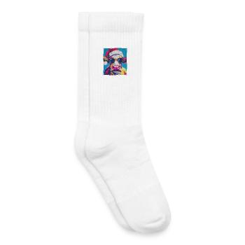 Portrait de Noël de la vache - Chaussettes de tennis bio enfant - blanc - Droite