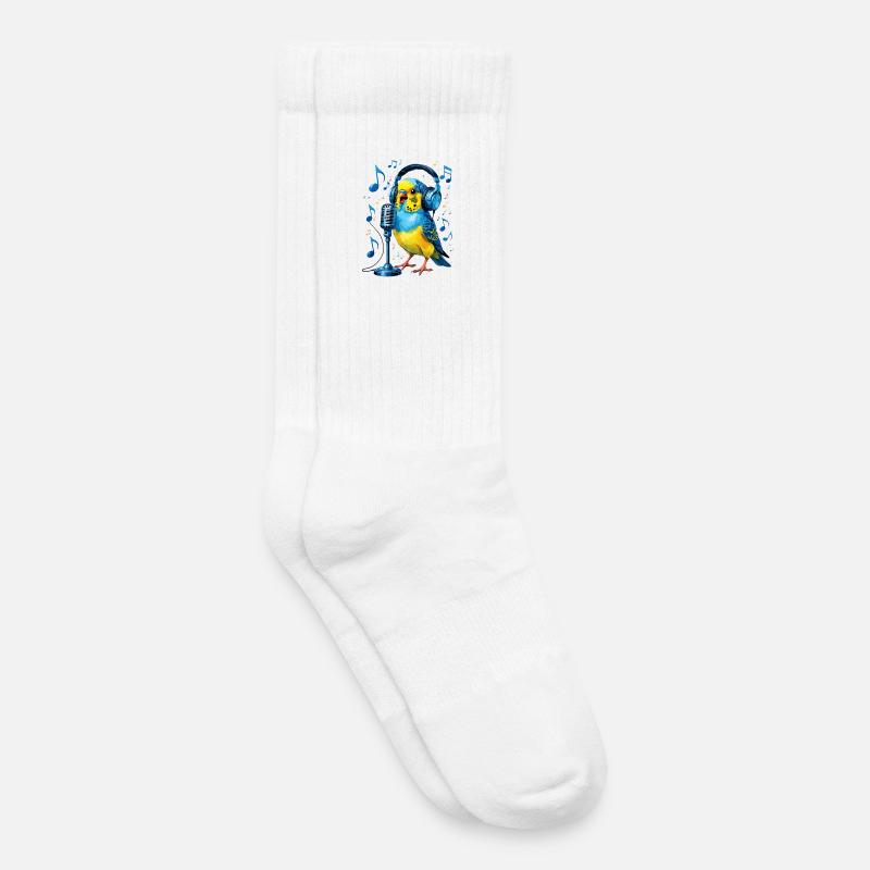 Papagei mit Kopfhörer-Mikro - Kinder Tennissocken - Weiß