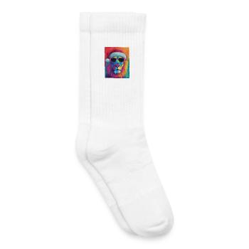 Portrait de Noël du Lion - Chaussettes de tennis bio enfant - blanc - Droite