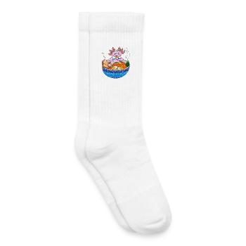 Mignonne Axolotl Ramen Kawaii Nouilles japonaises Animal de compagnie - Chaussettes de tennis bio enfant - blanc - Droite