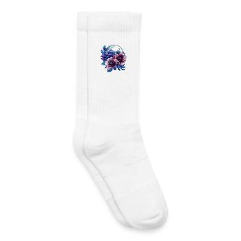 Des fleurs de lune dans la lueur nocturne - Chaussettes de tennis bio enfant - blanc - Droite