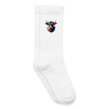 Explosion colorée des têtes de vache - Chaussettes de tennis bio enfant - blanc - Droite