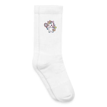 Licorne de tennis kawaï, motif des enfants mignons, sports - Chaussettes de tennis bio enfant - blanc - Droite