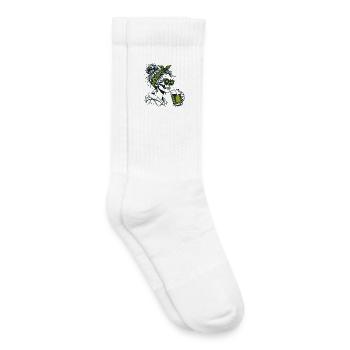 Shamrock Skeleton With Beer Funny Saint Patrick's - Kids Tennis Socks - white - Right