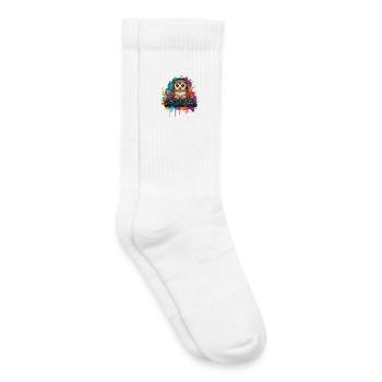 Owl at the DJ mixing desk - Kids Tennis Socks - white - Right