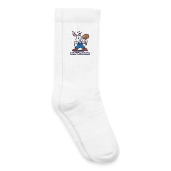 Rabbit with Hammer – Heart Building Motif - Kids Tennis Socks - white - Right