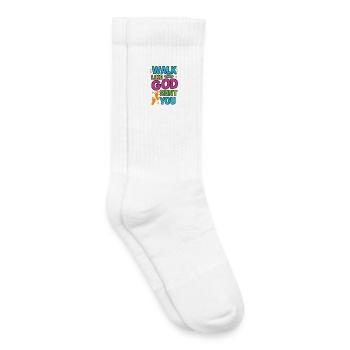 Marchez comme Dieu vous a envoyé, citation chrétienne - Chaussettes de tennis bio enfant - blanc - Droite