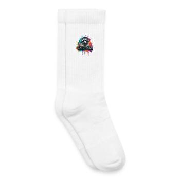 Raccoon at the DJ booth - Kids Tennis Socks - white - Right