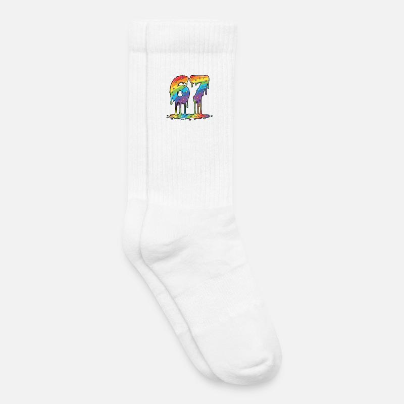 Rainbow 67 Meme-Feier - Kinder Tennissocken - Weiß