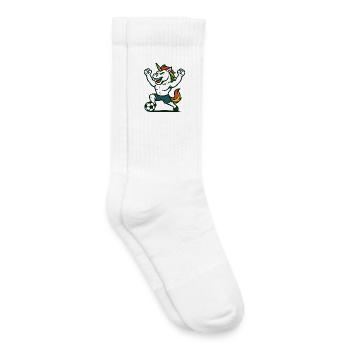 La mascotte du football licorne célébrant un but - Chaussettes de tennis bio enfant - blanc - Droite
