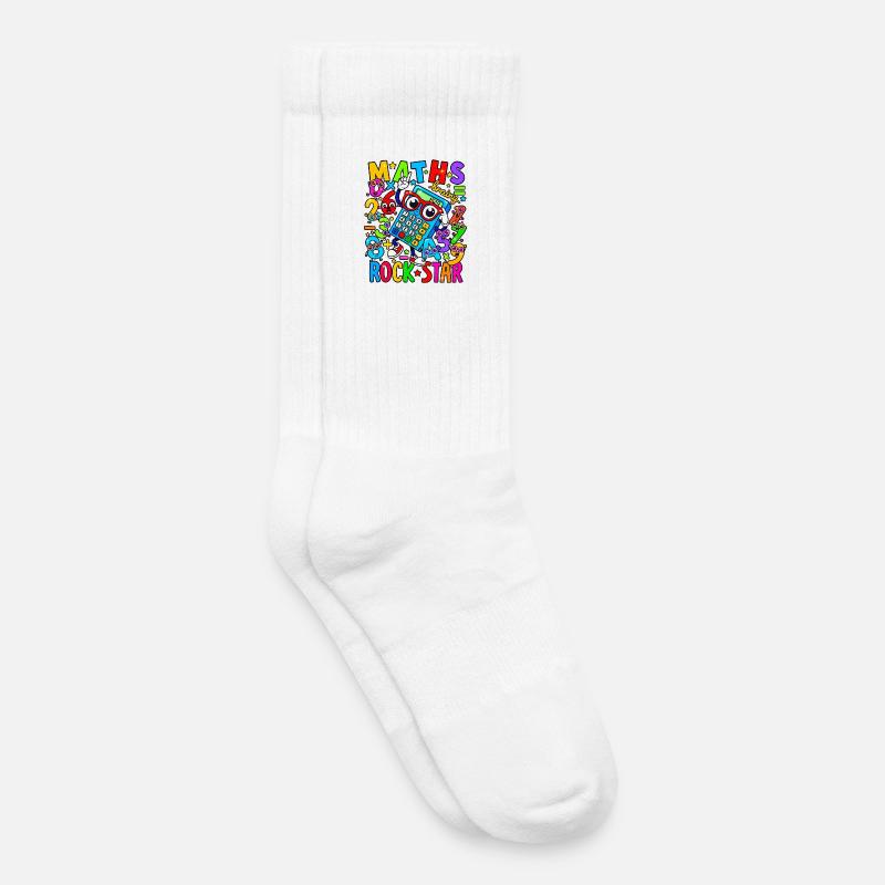 Math Rock Star Rechner Neon - Kinder Tennissocken - Weiß