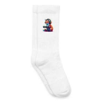 Jeux de Fox Jeux Vidéo Animaux Drôle de Renard - Chaussettes de tennis bio enfant - blanc - Droite