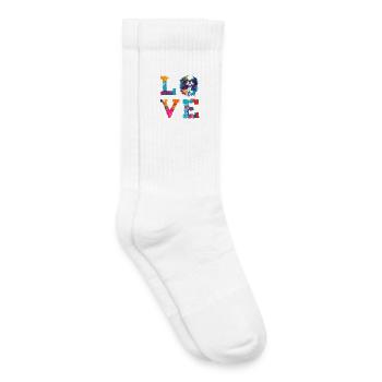 King Charles Spaniel Love Colorful Abstract Paint - Kids Tennis Socks - white - Right