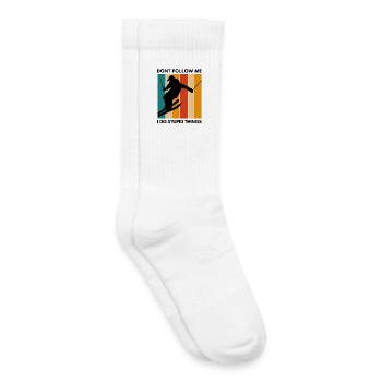 Folge mir nicht, ich mache dumme Sachen - Kinder Tennissocken - Weiß - Rechts