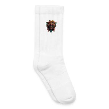 Aztekische Maske mit Federn - Kinder Tennissocken - Weiß - Rechts