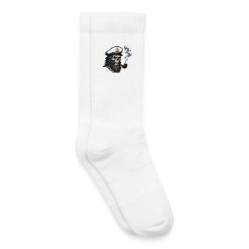 Captain Skull Sailor Nautical Sea Lake Boat - Kids Tennis Socks - white - Right