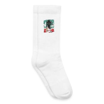 Chat punk skateur avec planche dans le style urbain - Chaussettes de tennis bio enfant - blanc - Droite