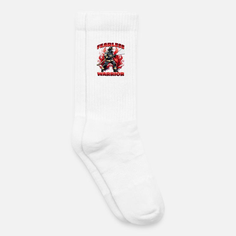 Pompier intrépide, héros pompier - Chaussettes de tennis bio enfant - blanc