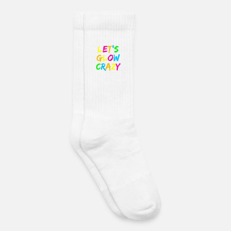 Let’s Glow Crazy – Neon Party Typography Design - Kinder Tennissocken - Weiß