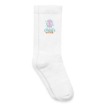 Amour moderne, amour numérique tête néon Saint-Valentin - Chaussettes de tennis bio enfant - blanc - Droite