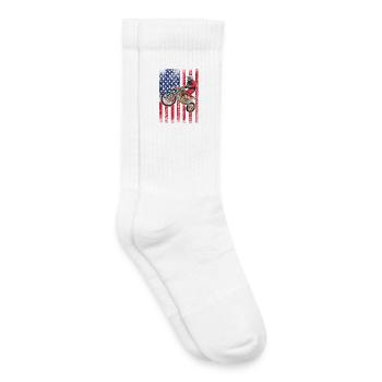 Drapeau américain du vélo de cross, - Chaussettes de tennis bio enfant - blanc - Droite