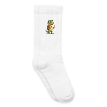 Dino-Gelehrter mit Bleistift - Kinder Tennissocken - Weiß - Rechts