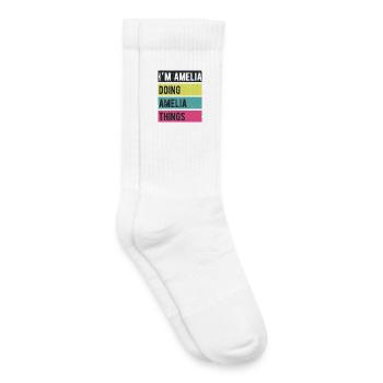 Ich bin Amelia und mache Amelia Things Retro Colors - Kinder Tennissocken - Weiß - Rechts