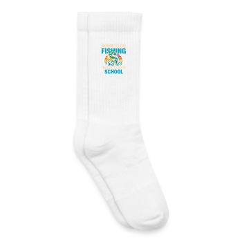 Né pour aller pêcher, forcé d’aller à l’école Pêcheur - Chaussettes de tennis bio enfant - blanc - Droite