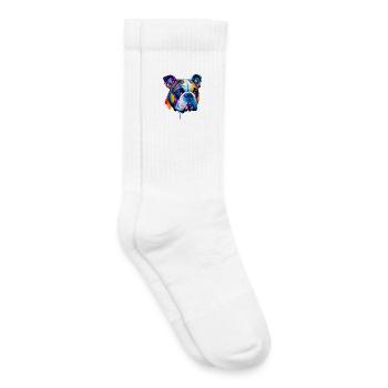 English Bulldog Dog Colorful Pop Art Portrait - Kids Tennis Socks - white - Right