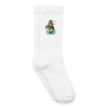 Un raton laveur drôle fait des chevauchements sur un achigan - Chaussettes de tennis bio enfant - blanc - Droite