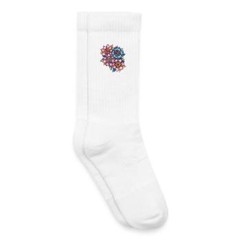 Blossom Swirl Color Flowers Pattern - Kids Tennis Socks - white - Right