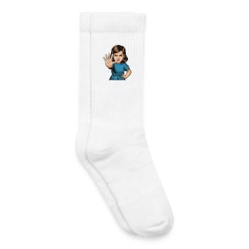 Arrête Geste, Dessin animé de la Fille - Chaussettes de tennis bio enfant - blanc - Droite