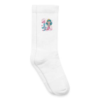Meerjungfrau 1. Geburtstag 1 Jahr - Kinder Tennissocken - Weiß - Rechts