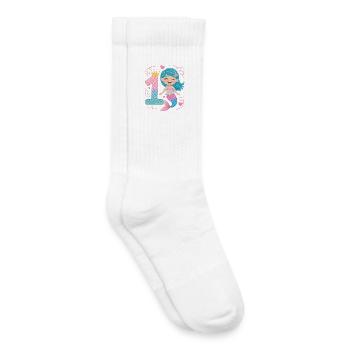 Sirène 1er anniversaire 1 année - Chaussettes de tennis bio enfant - blanc - Droite