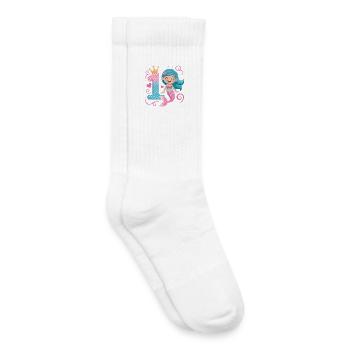 Sirène 1er anniversaire 1 année - Chaussettes de tennis bio enfant - blanc - Droite