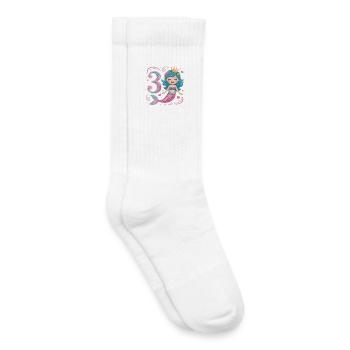 3e anniversaire de la sirène 3 ans - Chaussettes de tennis bio enfant - blanc - Droite