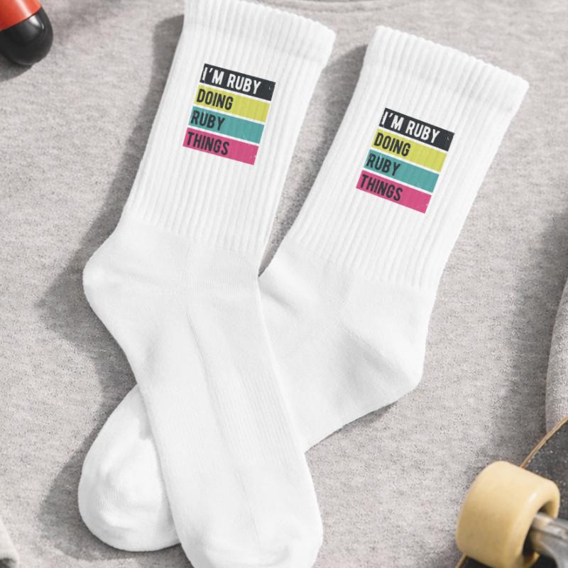 I’m Ruby Doing Ruby Things Retro Colors Kids Tennis Socks