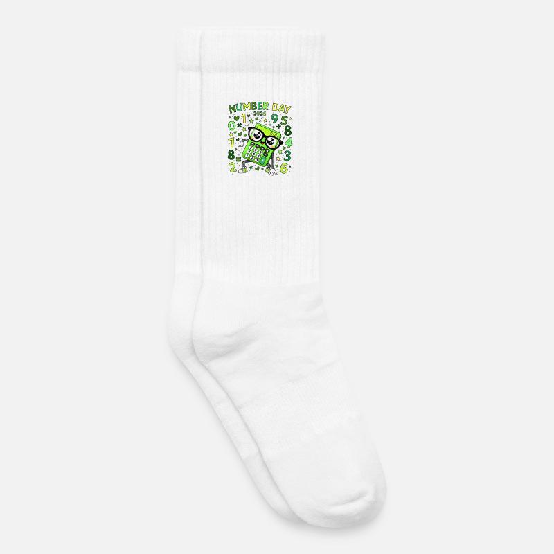Nummer Tag 2026 Neon-Rechner Held - Kinder Tennissocken - Weiß