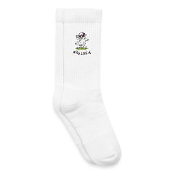 Mählanie – Mouton mouton dansant avec un jeu de mots - Chaussettes de tennis bio enfant - blanc - Droite