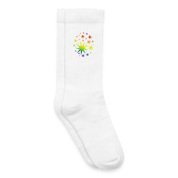 Dégradé arc-en-ciel des étoiles colorées - Chaussettes de tennis bio enfant - blanc - Droite