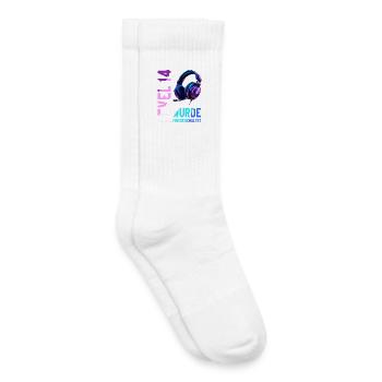 14e anniversaire Garçon Fille Adolescent Niveau 14 - Chaussettes de tennis bio enfant - blanc - Droite