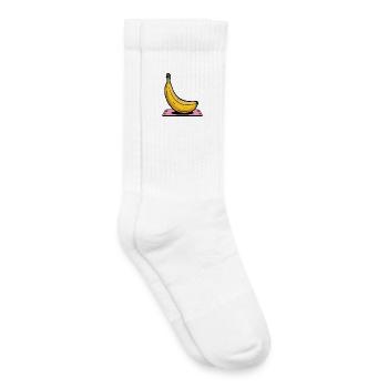 Banane de dessin animé sur un tapis de yoga - Chaussettes de tennis bio enfant - blanc - Droite