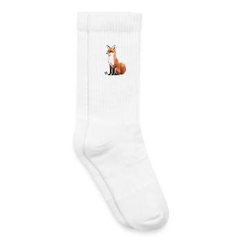 Sitting fox with shamrock - Kids Tennis Socks - white - Right