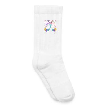 7 ans fille C’est mon anniversaire Enfants Anniversaire - Chaussettes de tennis bio enfant - blanc - Droite