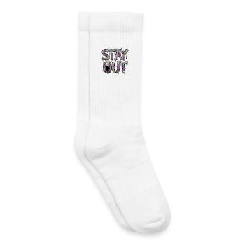 Stay Out Skeleton Bone Horror Saying Horror - Kids Tennis Socks - white - Right