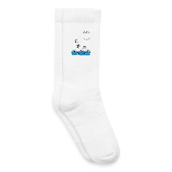 Pinguin Sprung ins Wasser Pocket Design - Kinder Tennissocken - Weiß - Rechts