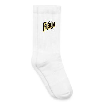 Freedom Bold Typography with Birds - Kids Tennis Socks - white - Right