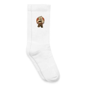 Dessin animé rétro de femme et combattant - Chaussettes de tennis bio enfant - blanc - Droite