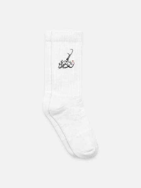 Krake mit Kanji Stamp - Kinder Tennissocken - Weiß