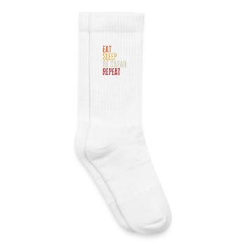 Mange, dors Be Sarah Répète Nom rétro - Chaussettes de tennis bio enfant - blanc - Droite